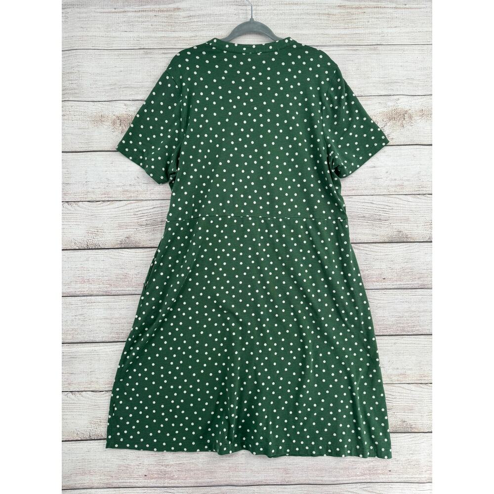 Boden Polka Dot Button Down Shirt Dress Womens 20-22 Green Stretch - Picture 2 of 10